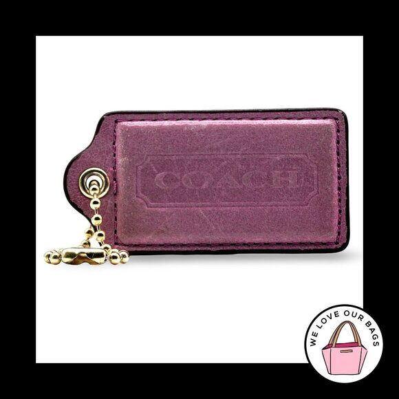 RARE 3" XL COACH Pink Leather Brass Key Fob Bag Charm Keychain Hang Tag - Picture 1 of 1